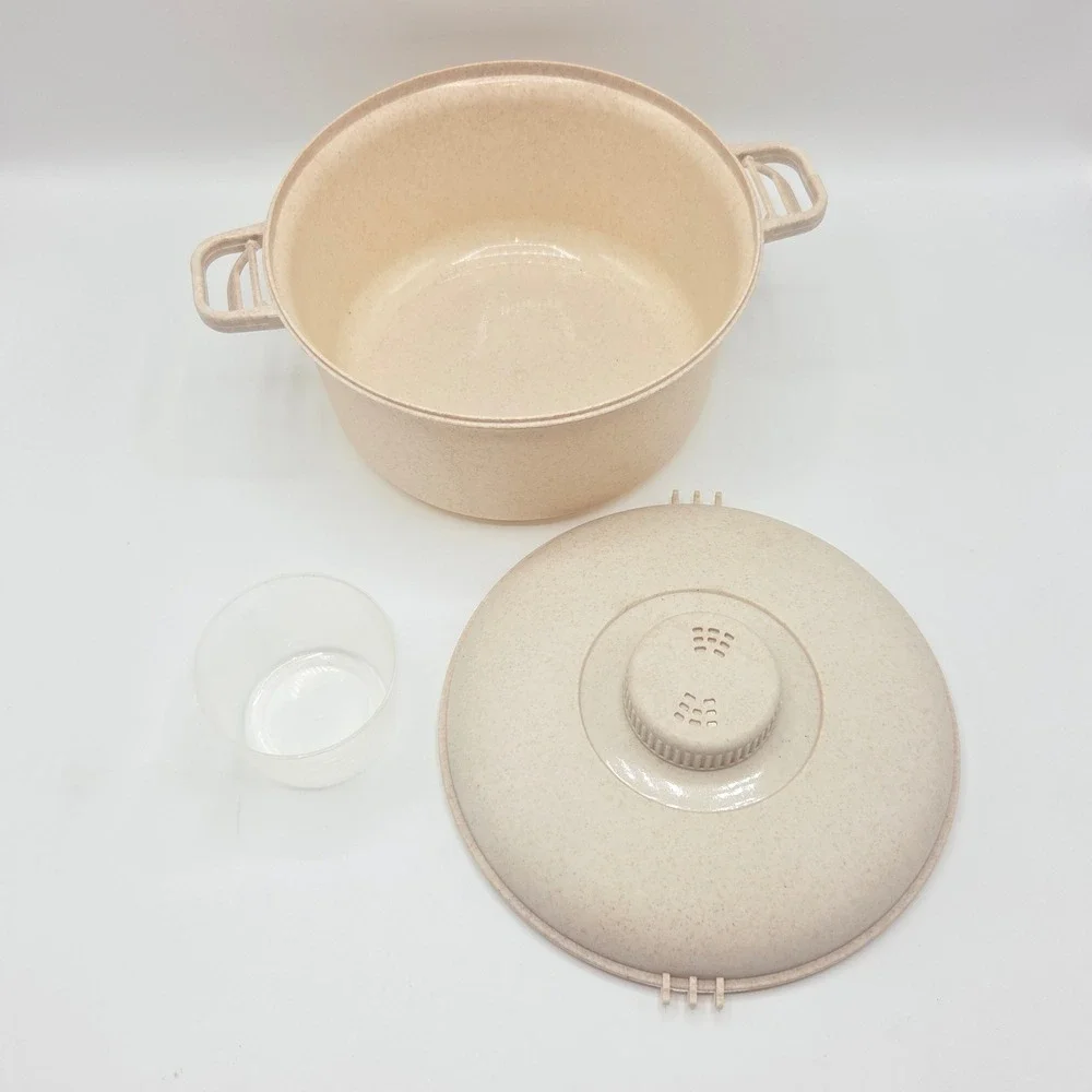 Eco Friendly Microwave Pressure Cooker 2.5Qt Wheat Straw Beige Fast Cookware NEW